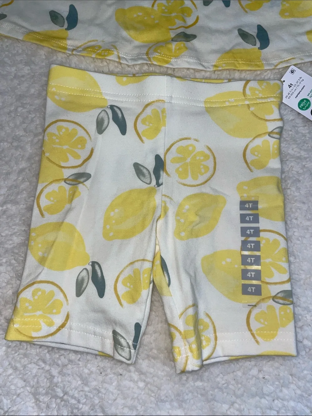 Carter's Lemon Print Tank & Bike Shorts Set - Yellow & Cream